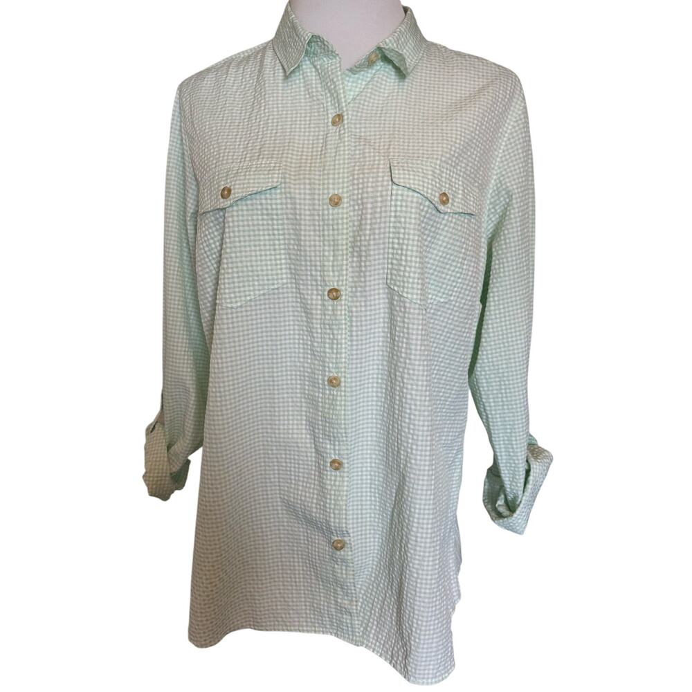 Eddie Bauer Women's size large button up lightweight camp sun shirt